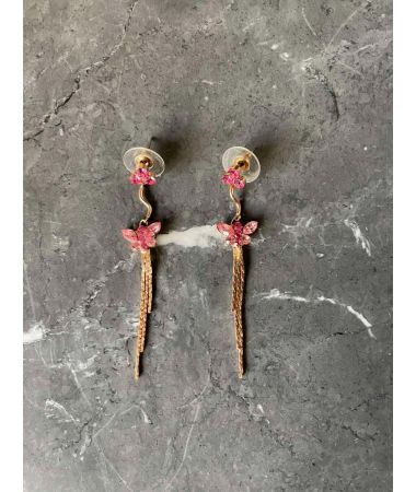 Uhani Pink Butterfly / Pink Butterfly Earrings