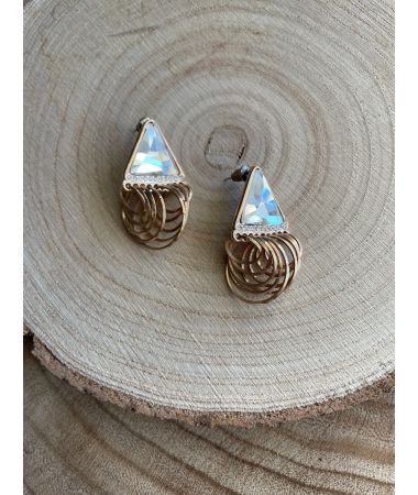 Uhani Crystal Gold Triangel / Crystal Gold Triangel Earrings