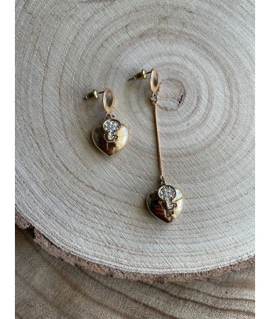 Uhani Crystal Gold Hearts / Crystal Gold Hearts Earrings