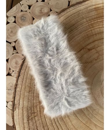 Predelan trak za lase Angora Volna Siv / Upcycled Hairband Angora wool Gray