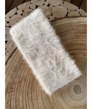 Predelan trak za lase angora volna Bel / Upcycled hair band Angora wool White