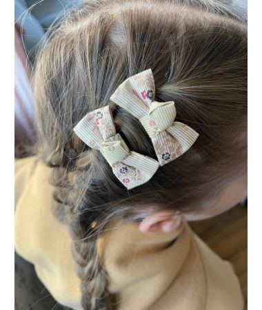 Večbarvne Bež Pentljice za lase / Multicolor Beige Hair Bows