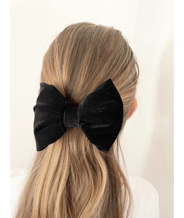 Žametna pentlja sponka črna / Velvet bow hairclip black