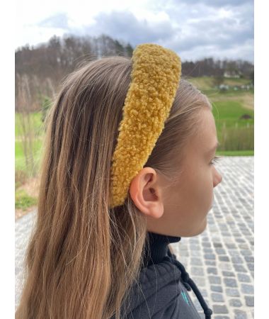 Kosmaten obroč za lase rumen / Furry Hair Band Yellow