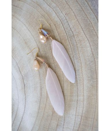 Uhani Feather & Glass / Feather & Glass Earrings