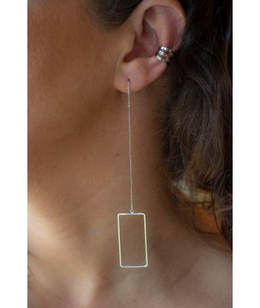 Uhani Silver Square Threader / Silver Square Threader Earrings