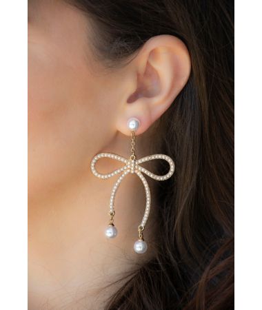 Uhani Pearl Bow / Pearl Bow Earrings