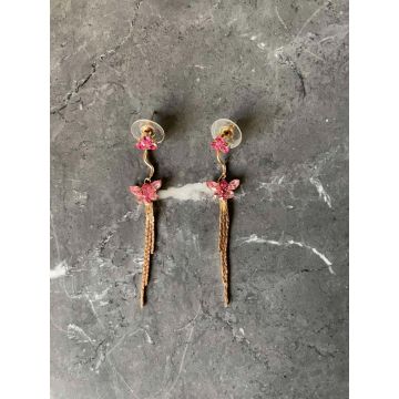 Uhani Pink Butterfly / Pink Butterfly Earrings