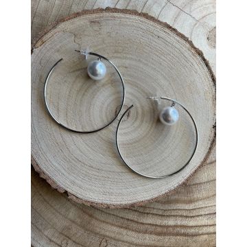 Uhani Large Pearl Hoops / Large Pearl Hoops Earrings
