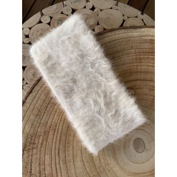 Predelan trak za lase angora volna Bel / Upcycled hair band Angora wool White