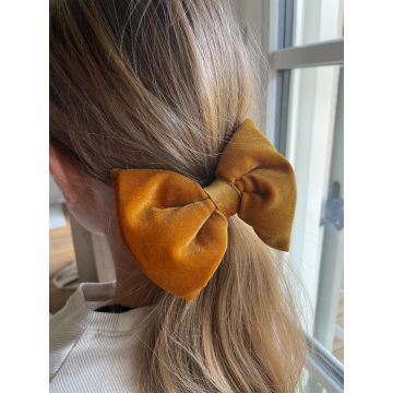 Žametna pentlja sponka za lase Rumena / Velvet Hair Bow Clip Yellow