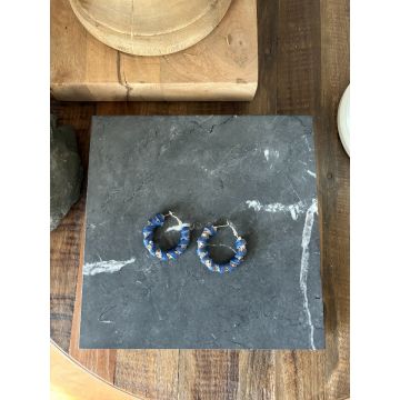 Uhani Blue Leather Waves / Blue Leather Waves Hoops