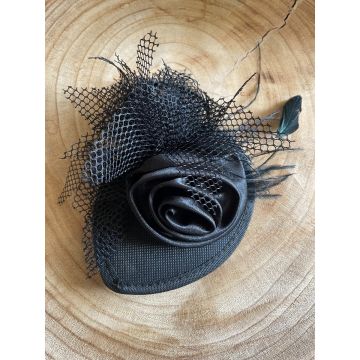 Okras za lase z rožo črn / Hair accessorie flower black