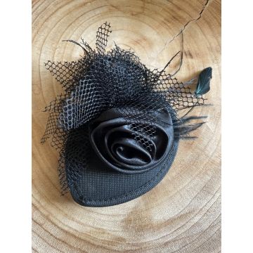 Okras za lase z rožo črn / Hair accessorie flower black