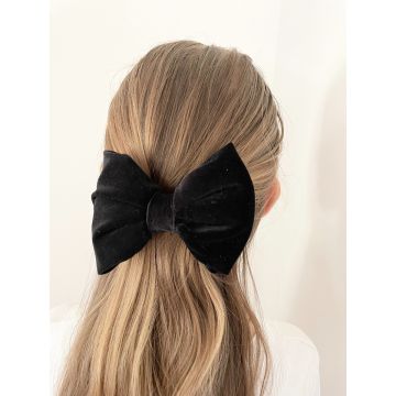 Žametna pentlja sponka črna / Velvet bow hairclip black