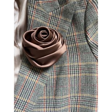 Sponka roža iz satena rjava / Satin Flower clip brown