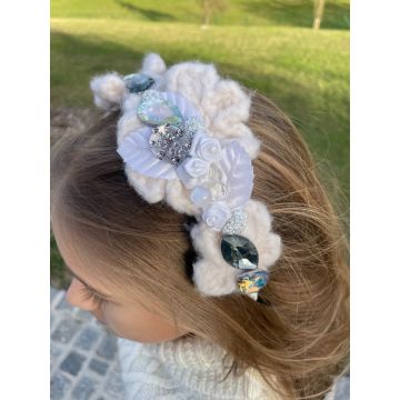 Obroč za lase pletene rože / Hair Band Knitted Flowers