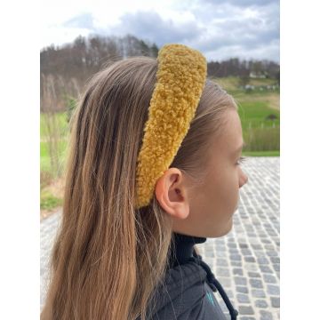 Kosmaten obroč za lase rumen / Furry Hair Band Yellow