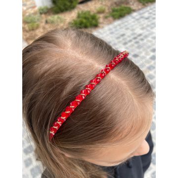Obroč za lase iz rdečih kristalčkov / Red Crystals Hair Band