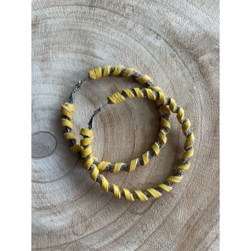 Uhani krogi iz usnja rumeni / Leather hoops yellow