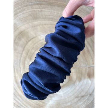 Obroč za lase iz temno modrega satena / Dark Blue Satin Hair Band