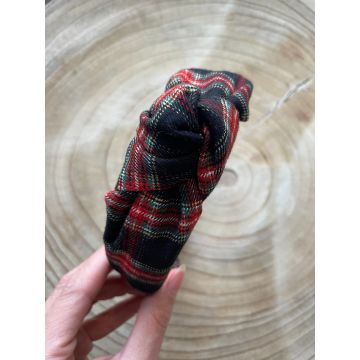 Karo obroč za lase rdeč / Plaid Hair Band Red