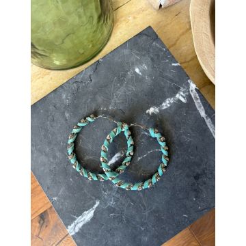 Uhani Turquoise Leather Waves / Tourquoise Leather Waves Earrings