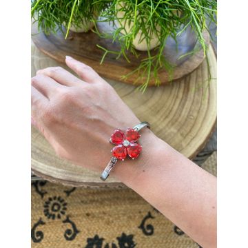 Zapestnica Red Crystal Flower / Red Crystal Flower Bracelet