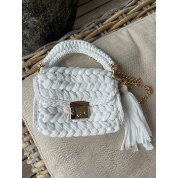 Kvačkana Torbica Bela / Crocheted Bag White