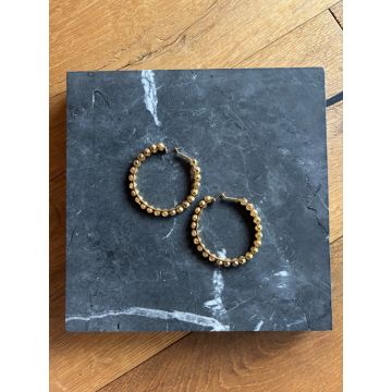 Uhani medium zlati krogi s perlicami