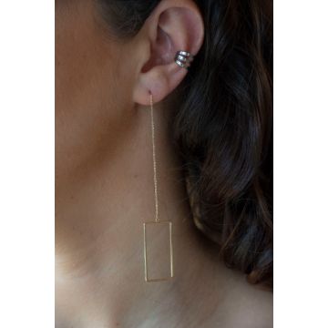 Uhani Gold Square Threader / Gold Square Threader Earrings