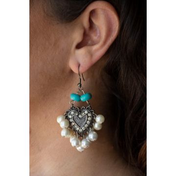 Uhani Paraiba Turqoise and Pearls / Paraiba Turquoise and Pearls Earrings